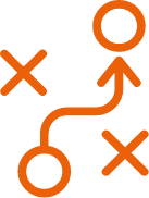 Strategic planning icon with crossed arrows representing marketing strategy services