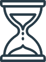 Hourglass icon representing project timeline management and deadline delivery services