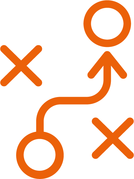 Strategic planning icon with crossed arrows representing marketing strategy services