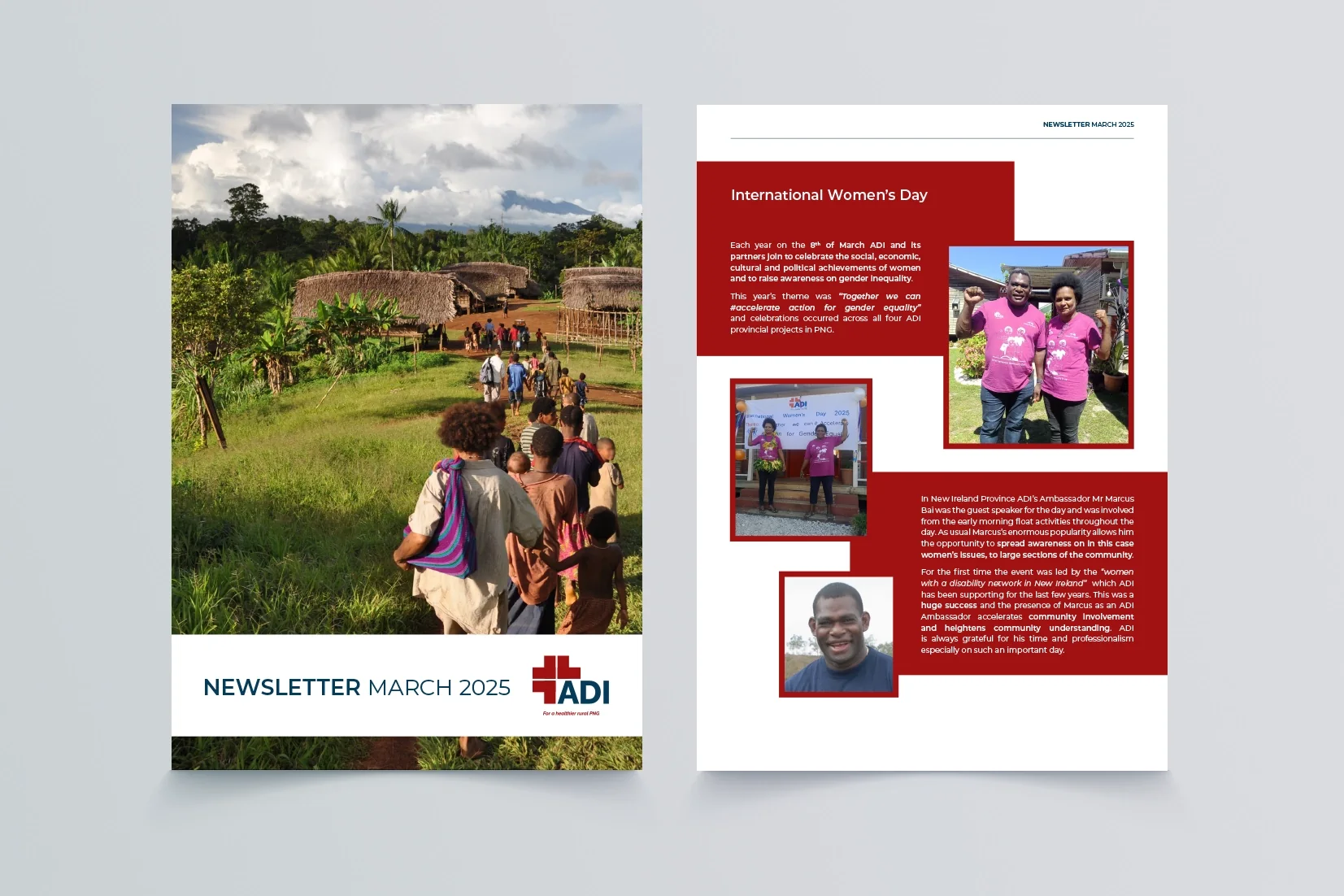 A design mock-up of the "ADI Newsletter March 2025."