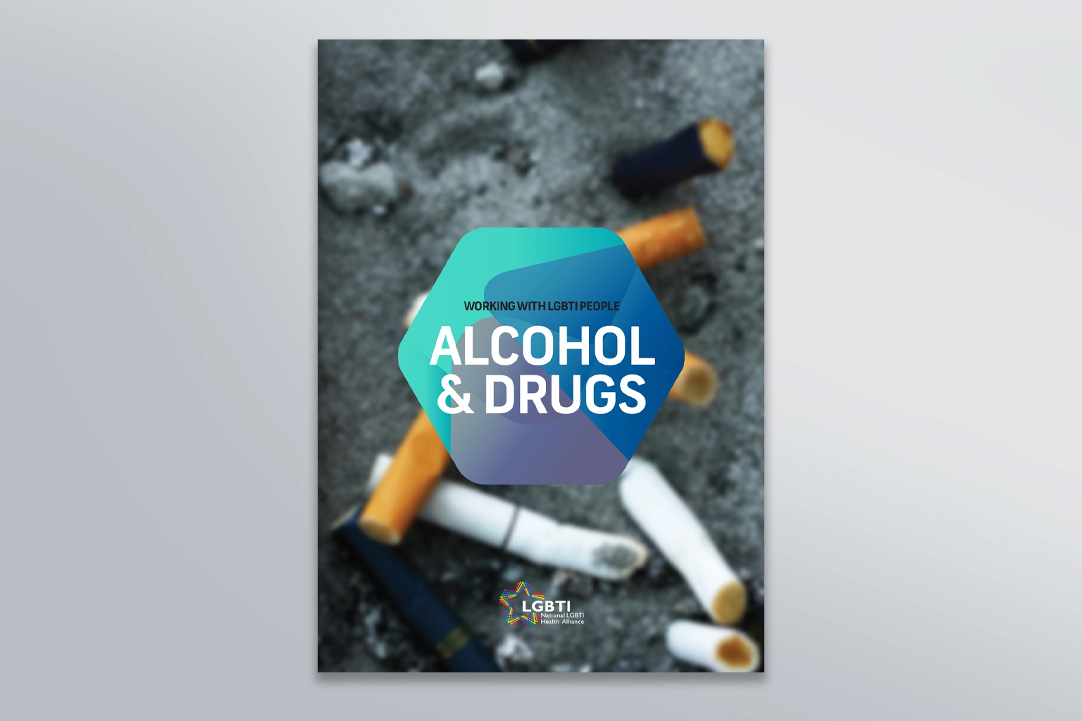 A digital layout featuring the cover of the "Alcohol & Drugs" resource guide depicted with cigarette imagery, alongside text explaining the impact and refresh of the Genders, Bodies, and Relationships Passport project.
